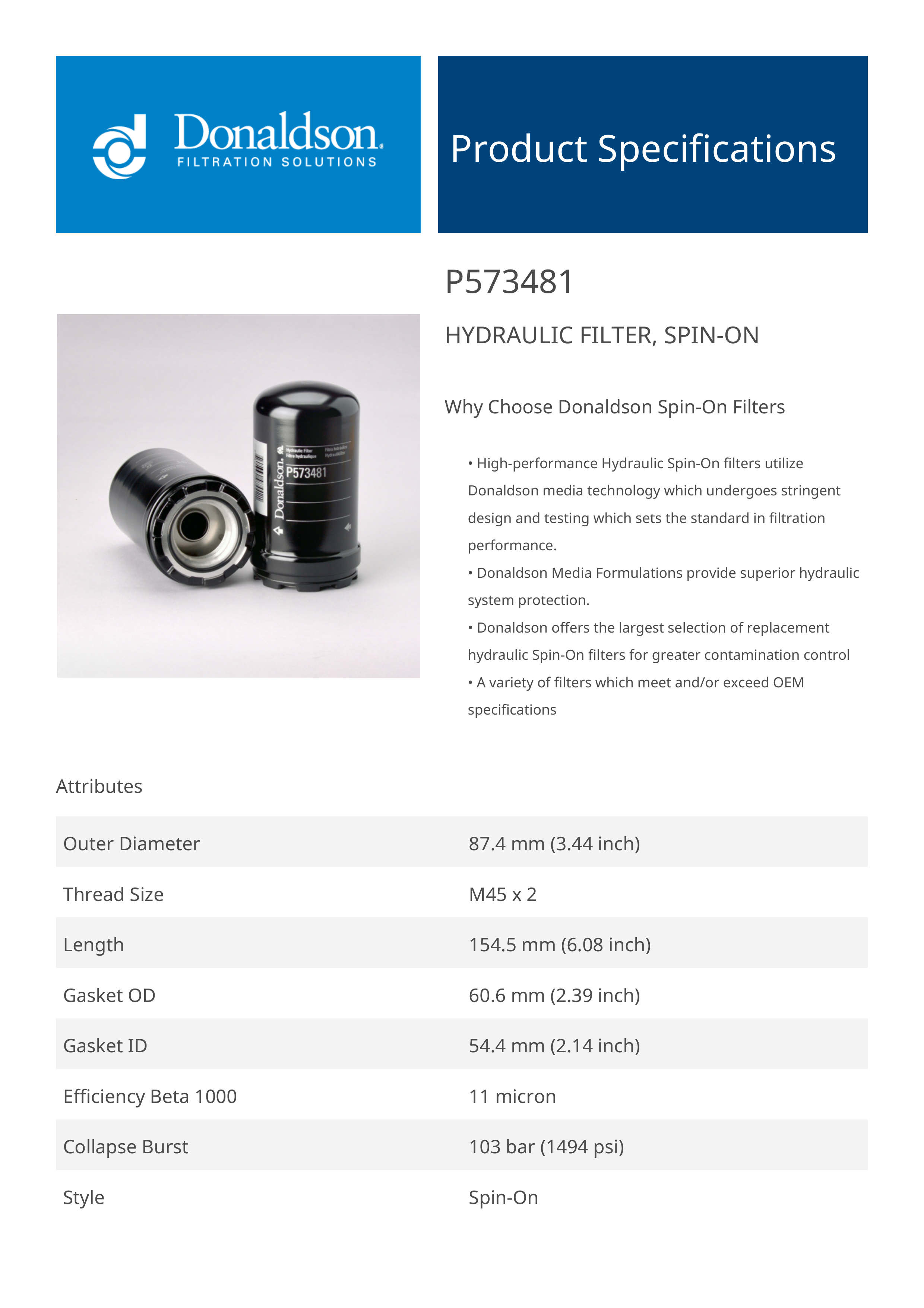 Wix SL10243 Hydraulic Filter, Spin-On | FilterFinder